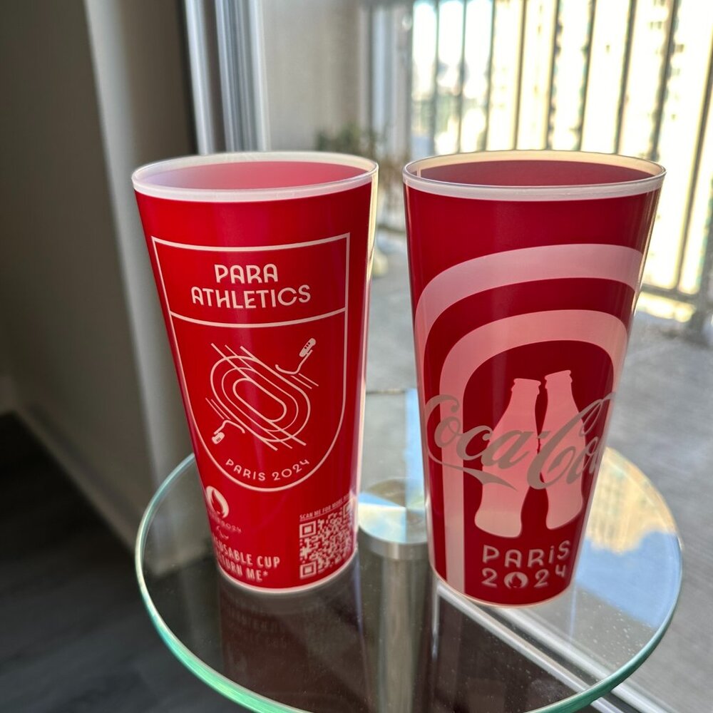 2024 Olympics Paris Coca Cola Collector Souvenir Cup Red & White Para Athletics